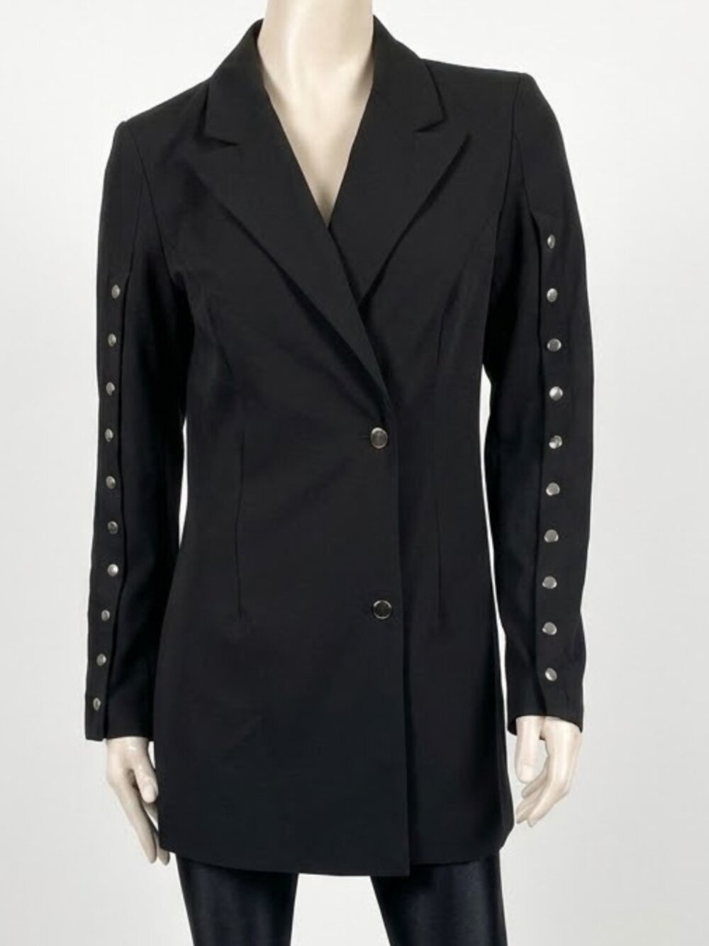 Guess Los Angeles Black Rivet Sleeve Long Line Blazer Dress Sz Small